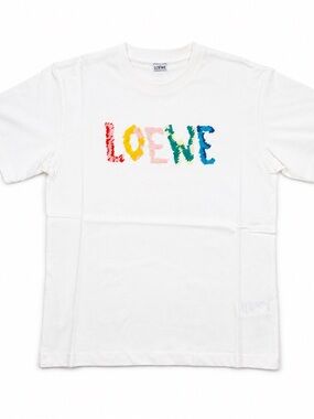 Loewe White Tee with Multicolor Logo